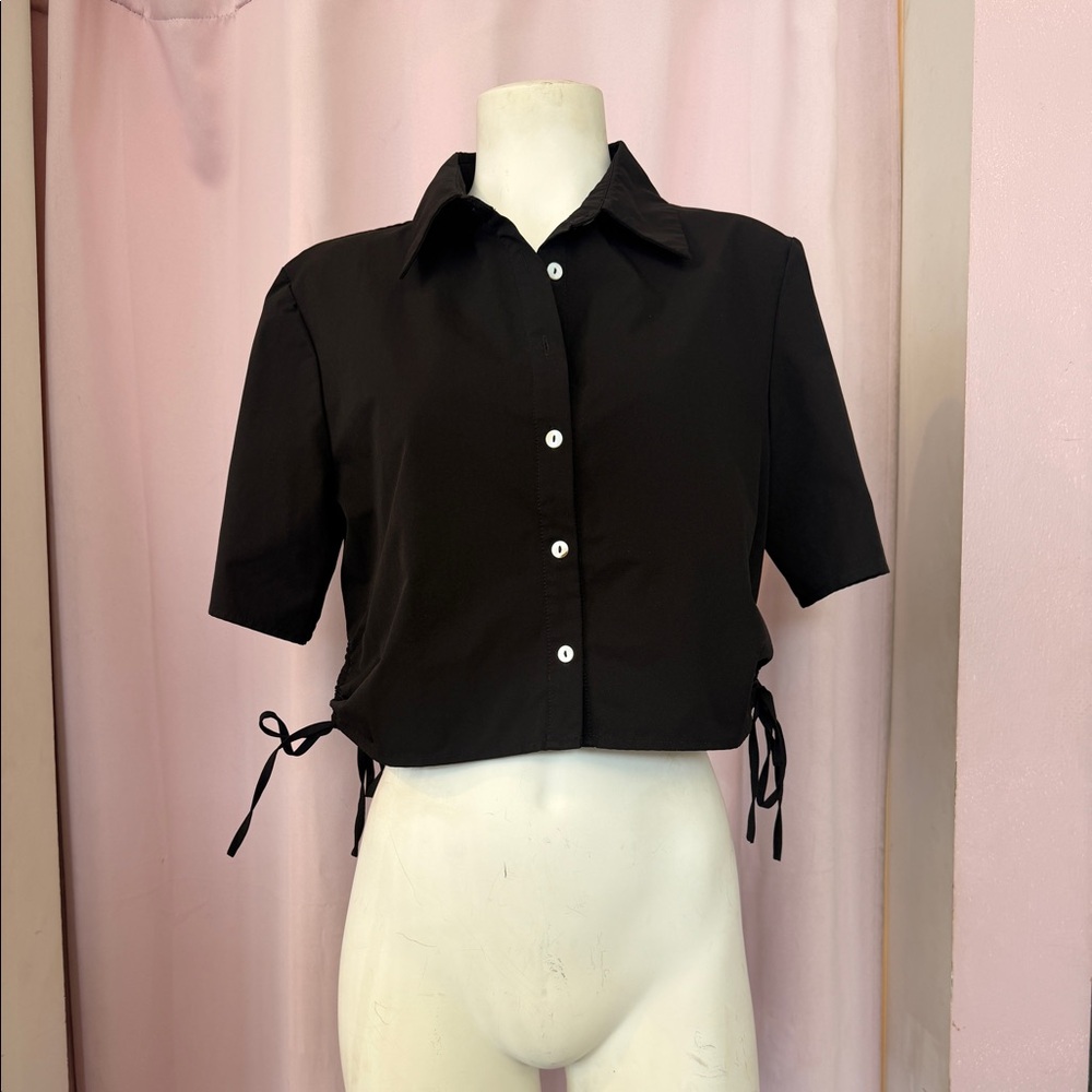 Cider Black Button down with side tie details